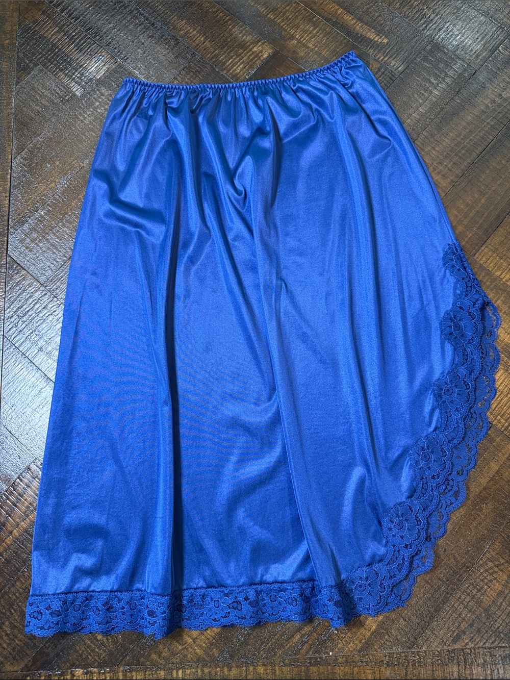 Vintage 70s 80s Vassarette Cobalt Blue Lace Half Slip L